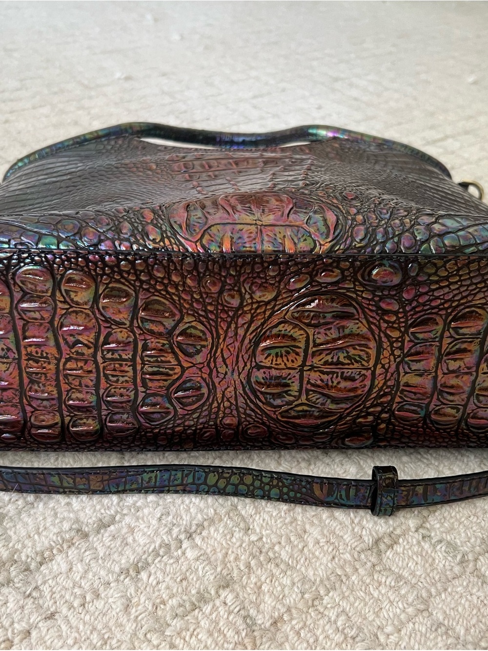 Brahmin Large Elaine Satchel Galaxy Melbourne Embossed Croc Leather Bag - Picture 8 of 13